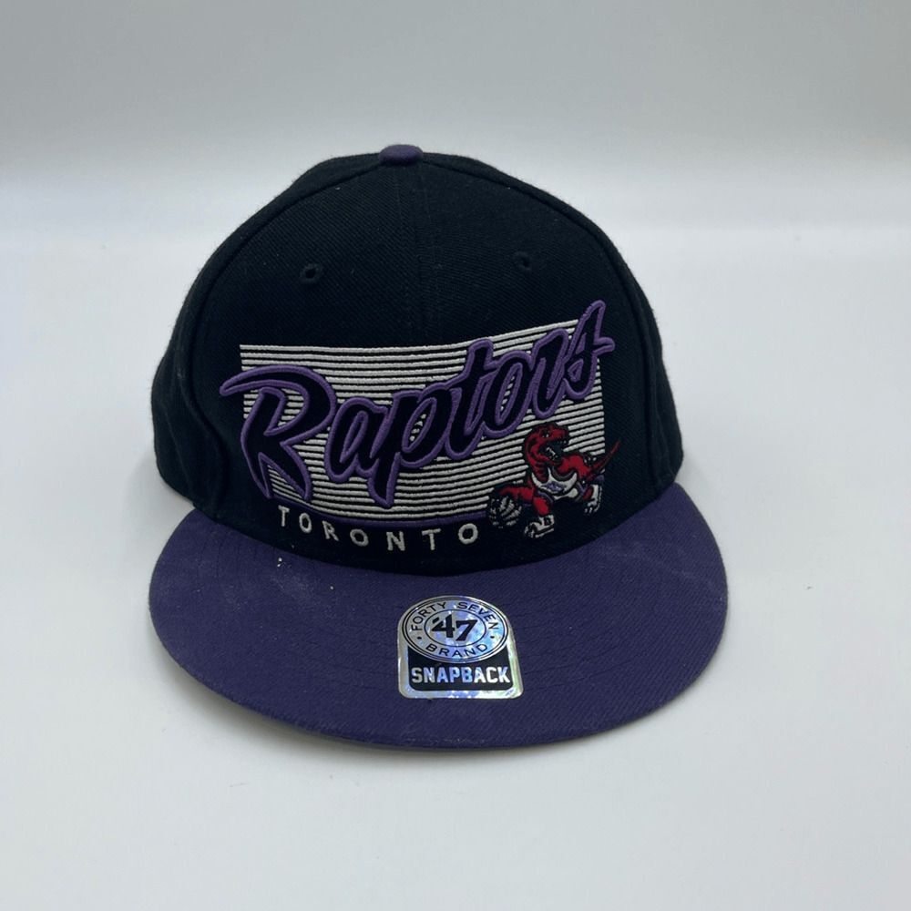 Y2K Toronto Raptors Black & Purple Snapback adjustable hat cap NBA UNISEX